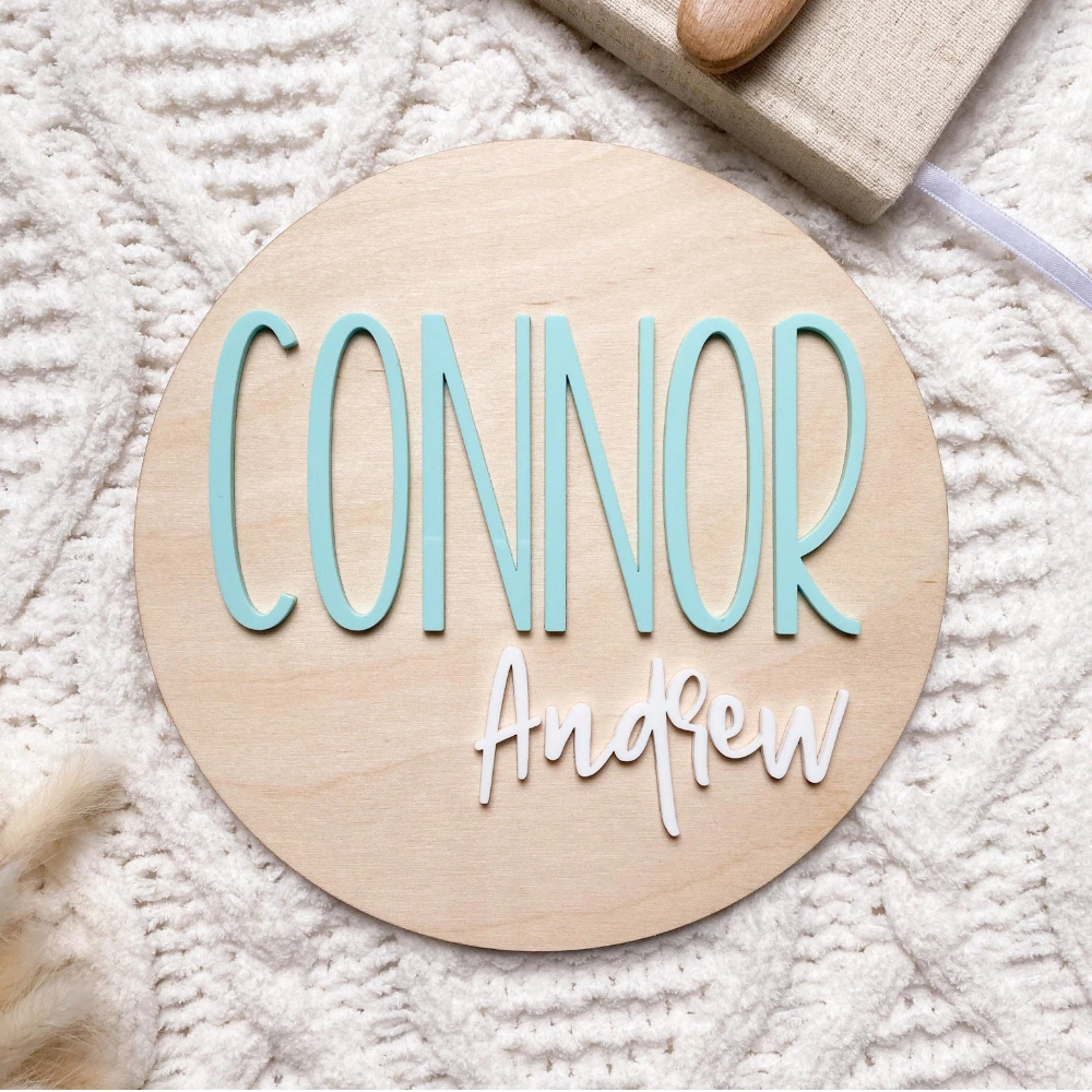 Baby Products Decoration - Gepersonaliseerde geboorteaankondigingsplaat - Hout en acryl