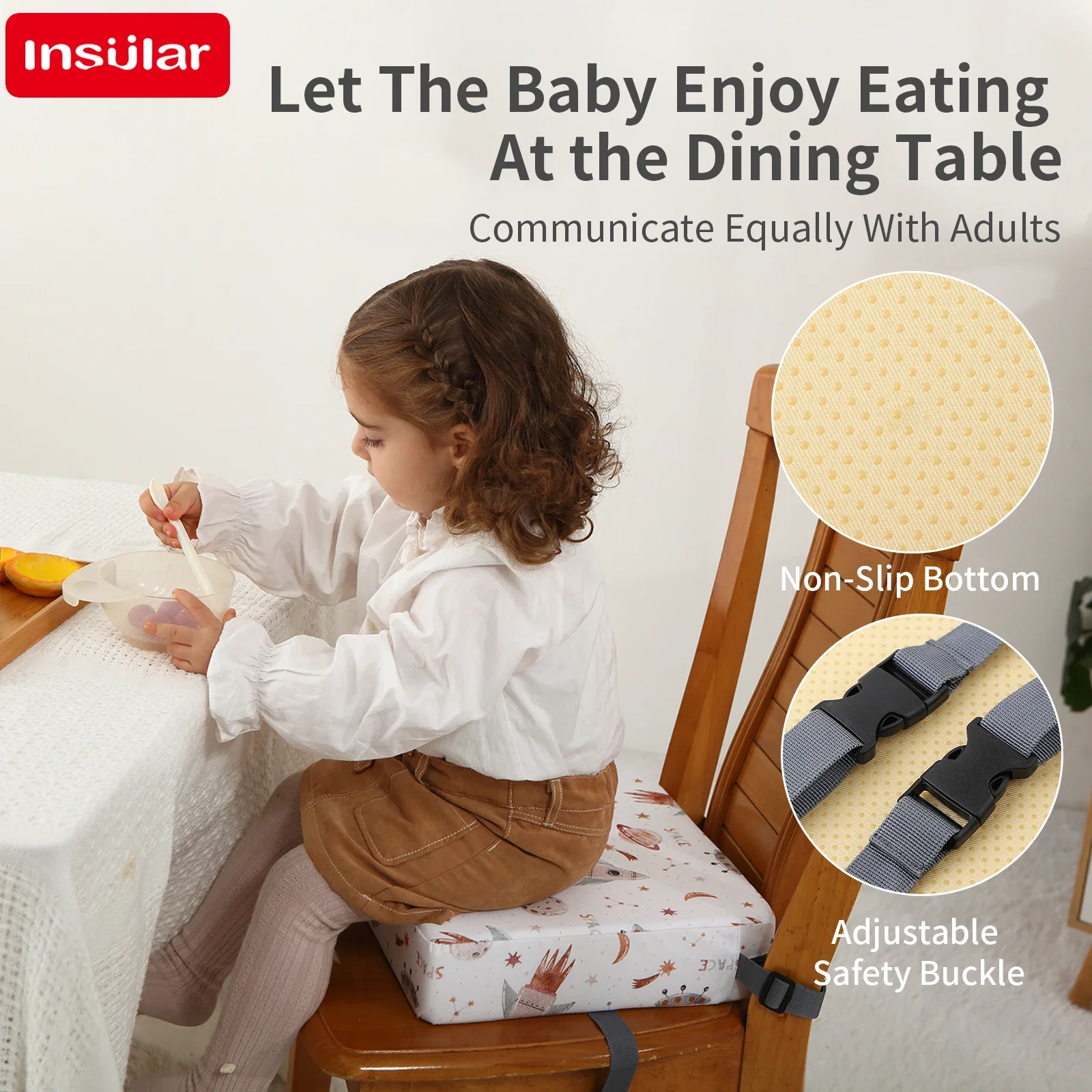 Baby High Chair Booster - INSULAR Sterpatroon Waterdichte Baby Stoelverhoger Kussen