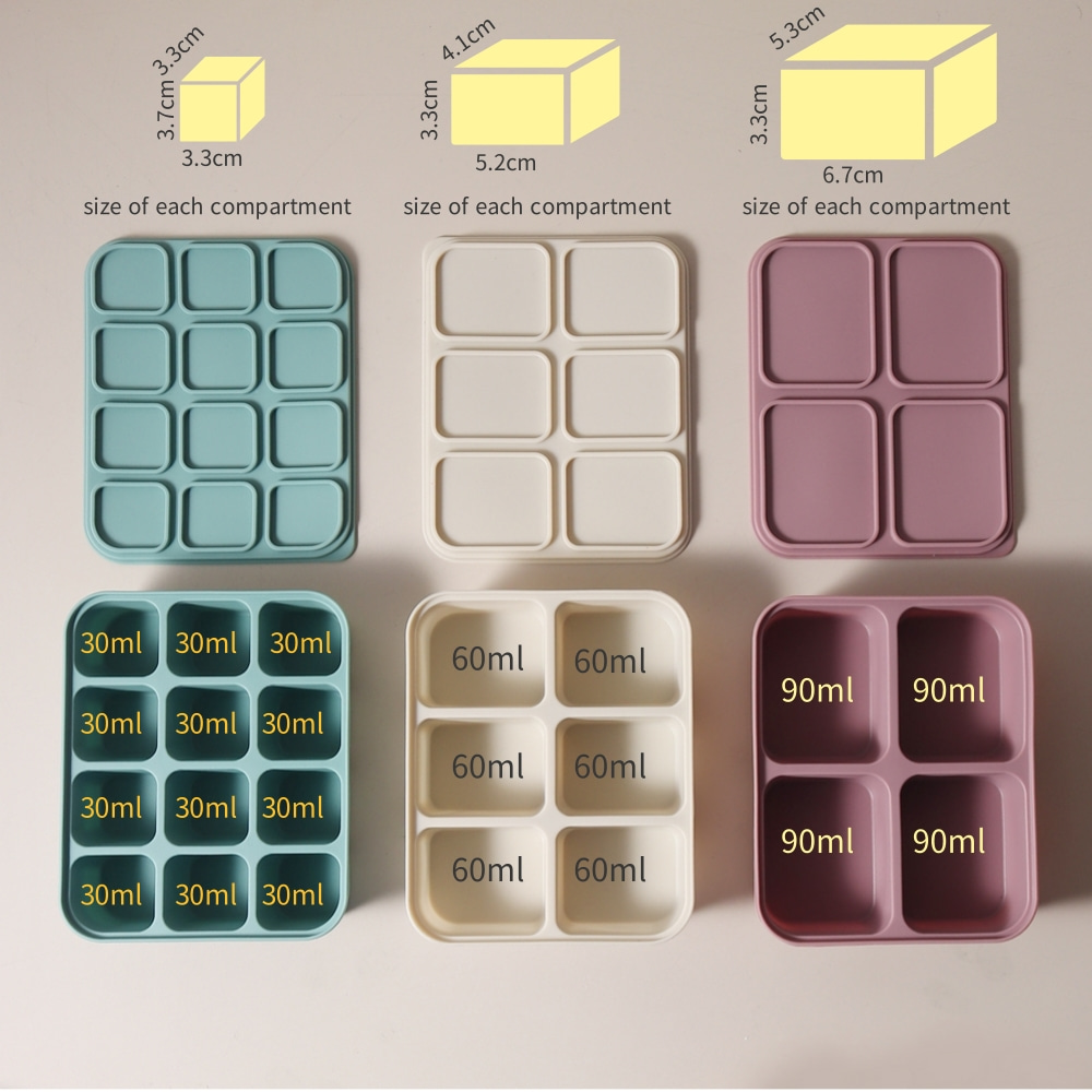 Baby Products Cream - Baby-ijsblokjesvorm van siliconen met deksels, flexibele